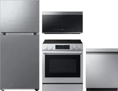 4 Piece Package Includes Refrigerator, Range, Microwave And Dishwasher