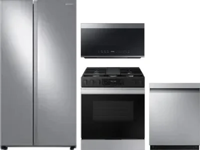 4 Piece Package Includes Refrigerator, Range, Microwave And Dishwasher