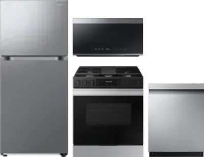 4 Piece Package Includes Refrigerator, Range, Microwave And Dishwasher