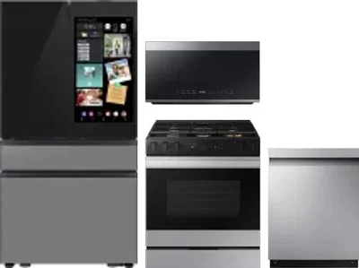 4 Piece Package Includes Refrigerator, Range, Microwave And Dishwasher