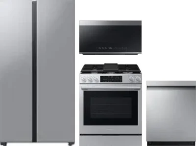 4 Piece Package Includes Refrigerator, Range, Microwave And Dishwasher