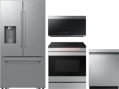 4 Piece Package Includes Refrigerator, Range, Microwave And Dishwasher