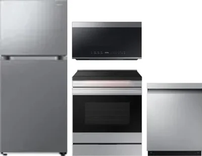 4 Piece Package Includes Refrigerator, Range, Microwave And Dishwasher