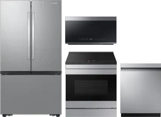 4 Piece Package Includes Refrigerator, Range, Microwave And Dishwasher