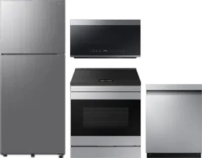 4 Piece Package Includes Refrigerator, Range, Microwave And Dishwasher