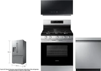 4 Piece Package Includes Refrigerator, Range, Microwave And Dishwasher