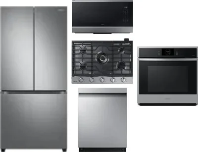 5 Piece Package Includes Refrigerator, Cooktop, Wall Oven, Microwave And Dishwasher