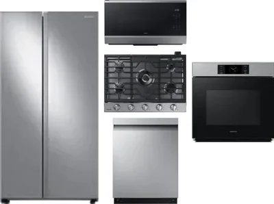 5 Piece Package Includes Refrigerator, Cooktop, Wall Oven, Microwave And Dishwasher