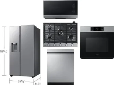 5 Piece Package Includes Refrigerator, Cooktop, Wall Oven, Microwave And Dishwasher