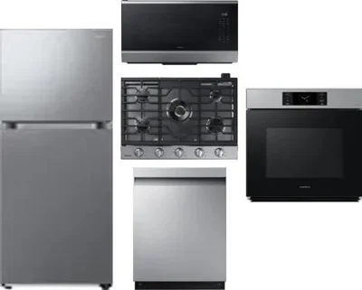 5 Piece Package Includes Refrigerator, Cooktop, Wall Oven, Microwave And Dishwasher
