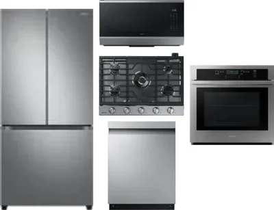 5 Piece Package Includes Refrigerator, Cooktop, Wall Oven, Microwave And Dishwasher