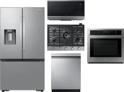 5 Piece Package Includes Refrigerator, Cooktop, Wall Oven, Microwave And Dishwasher
