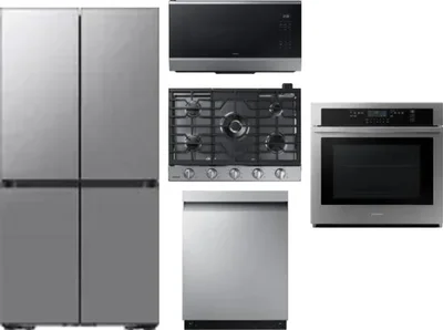 5 Piece Package Includes Refrigerator, Cooktop, Wall Oven, Microwave And Dishwasher
