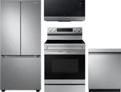 4 Piece Package Includes Refrigerator, Range, Microwave And Dishwasher