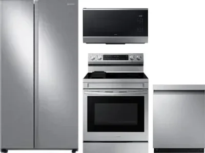 4 Piece Package Includes Refrigerator, Range, Microwave And Dishwasher