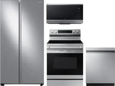 4 Piece Package Includes Refrigerator, Range, Microwave And Dishwasher