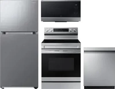 4 Piece Package Includes Refrigerator, Range, Microwave And Dishwasher