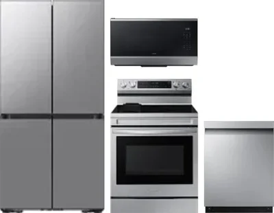 4 Piece Package Includes Refrigerator, Range, Microwave And Dishwasher