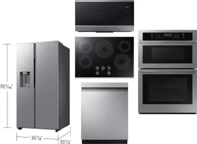 5 Piece Package Includes Refrigerator, Cooktop, Wall Oven, Microwave And Dishwasher