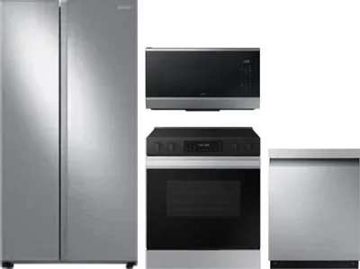 4 Piece Package Includes Refrigerator, Range, Microwave And Dishwasher