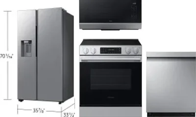 4 Piece Package Includes Refrigerator, Range, Microwave And Dishwasher