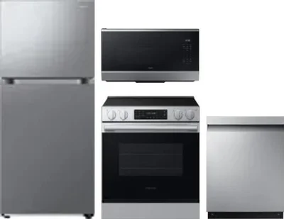4 Piece Package Includes Refrigerator, Range, Microwave And Dishwasher