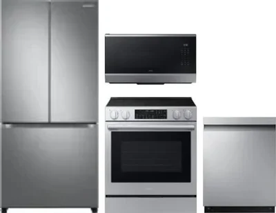 4 Piece Package Includes Refrigerator, Range, Microwave And Dishwasher