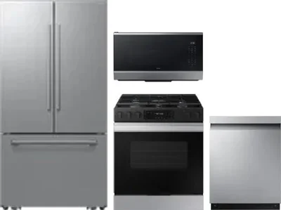 4 Piece Package Includes Refrigerator, Range, Microwave And Dishwasher