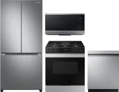 4 Piece Package Includes Refrigerator, Range, Microwave And Dishwasher