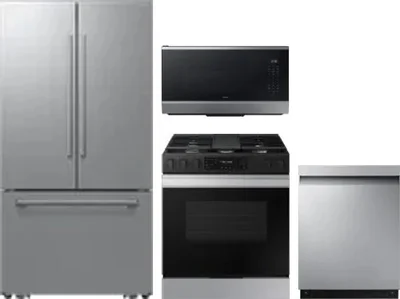4 Piece Package Includes Refrigerator, Range, Microwave And Dishwasher