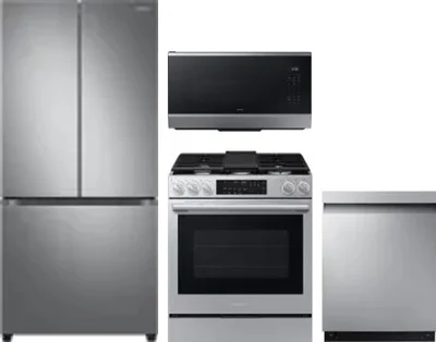 4 Piece Package Includes Refrigerator, Range, Microwave And Dishwasher
