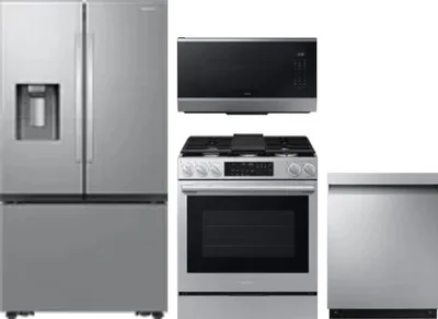 4 Piece Package Includes Refrigerator, Range, Microwave And Dishwasher