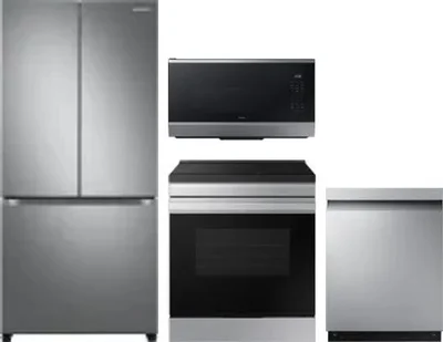 4 Piece Package Includes Refrigerator, Range, Microwave And Dishwasher
