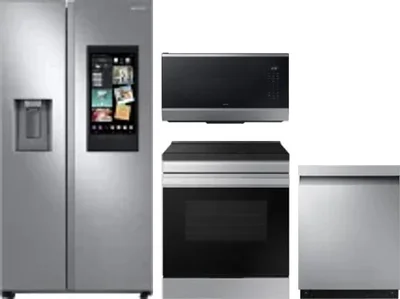 4 Piece Package Includes Refrigerator, Range, Microwave And Dishwasher