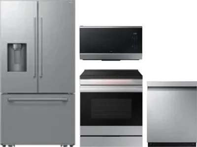 4 Piece Package Includes Refrigerator, Range, Microwave And Dishwasher