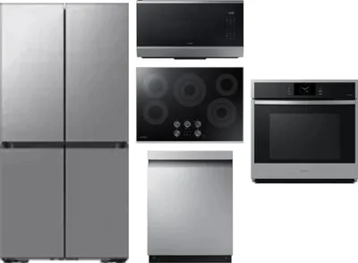 5 Piece Package Includes Refrigerator, Cooktop, Wall Oven, Microwave And Dishwasher