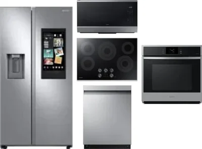 5 Piece Package Includes Refrigerator, Cooktop, Wall Oven, Microwave And Dishwasher