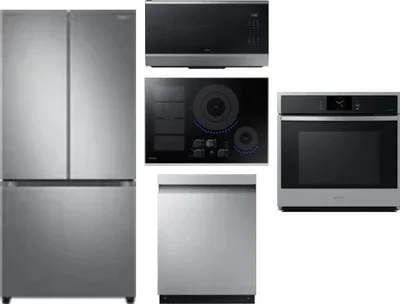 5 Piece Package Includes Refrigerator, Cooktop, Wall Oven, Microwave And Dishwasher