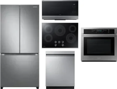 5 Piece Package Includes Refrigerator, Cooktop, Wall Oven, Microwave And Dishwasher