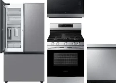 4 Piece Package Includes Refrigerator, Range, Microwave And Dishwasher