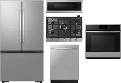 5 Piece Package Includes Refrigerator, Cooktop, Wall Oven, Microwave And Dishwasher