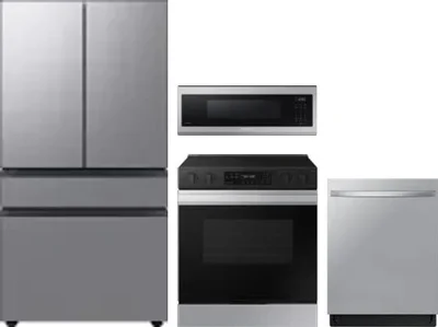 4 Piece Package Includes Refrigerator, Range, Microwave And Dishwasher