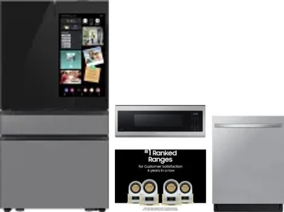 4 Piece Package Includes Refrigerator, Range, Microwave And Dishwasher