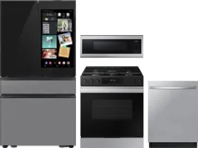4 Piece Package Includes Refrigerator, Range, Microwave And Dishwasher