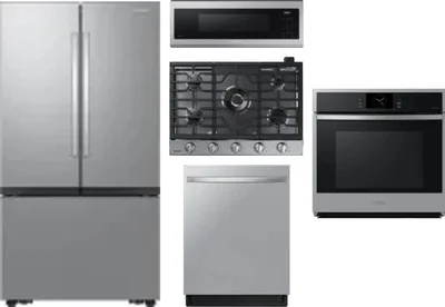 5 Piece Package Includes Refrigerator, Cooktop, Wall Oven, Microwave And Dishwasher