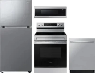 4 Piece Package Includes Refrigerator, Range, Microwave And Dishwasher
