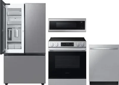 4 Piece Package Includes Refrigerator, Range, Microwave And Dishwasher