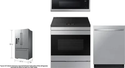 4 Piece Package Includes Refrigerator, Range, Microwave And Dishwasher