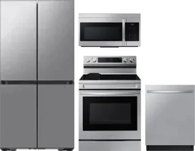 4 Piece Package Includes Refrigerator, Range, Microwave And Dishwasher
