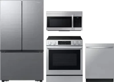 4 Piece Package Includes Refrigerator, Range, Microwave And Dishwasher